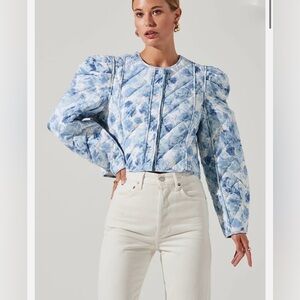 ASTR Alena Blue & White Quilted Jacket